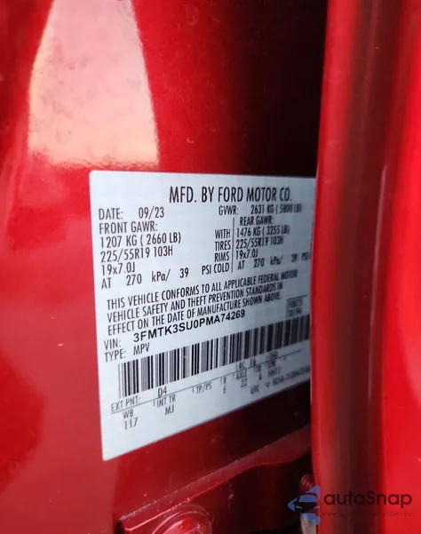 2023 Ford Mustang Mach-E Premium z USA, uszkodzony, nr VIN 3FMTK3SU0PMA74269